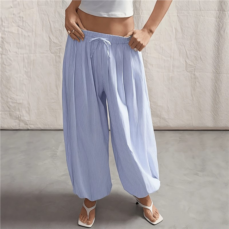 Striped Lantern Pants Casual Streetwear Loose Tapered
