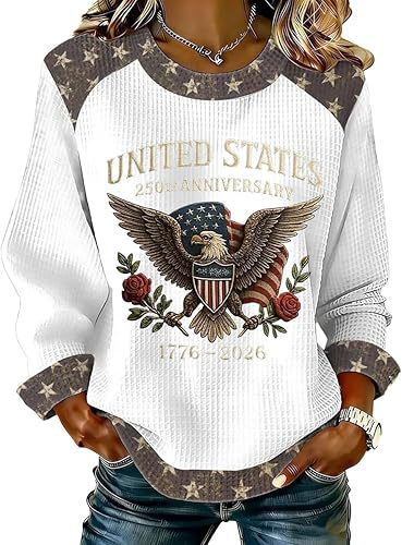 Women's Star Eagle Print Crewneck Sweatshirt