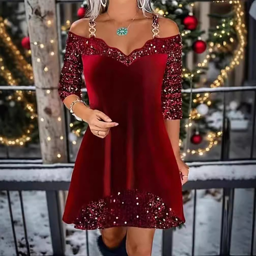 Suede Sequin Panel Cami Dress