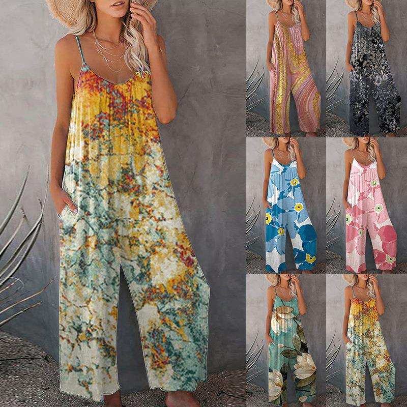 Women's Tie-Dye Wide-Leg Cami Jumpsuit