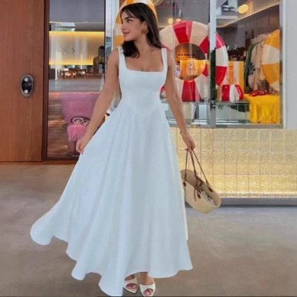 Sexy Solid Color Sleeveless Bodycon Midi Dress