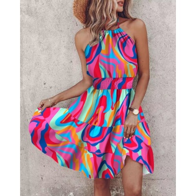 Women's Off-Shoulder Halter Neck Summer Dress