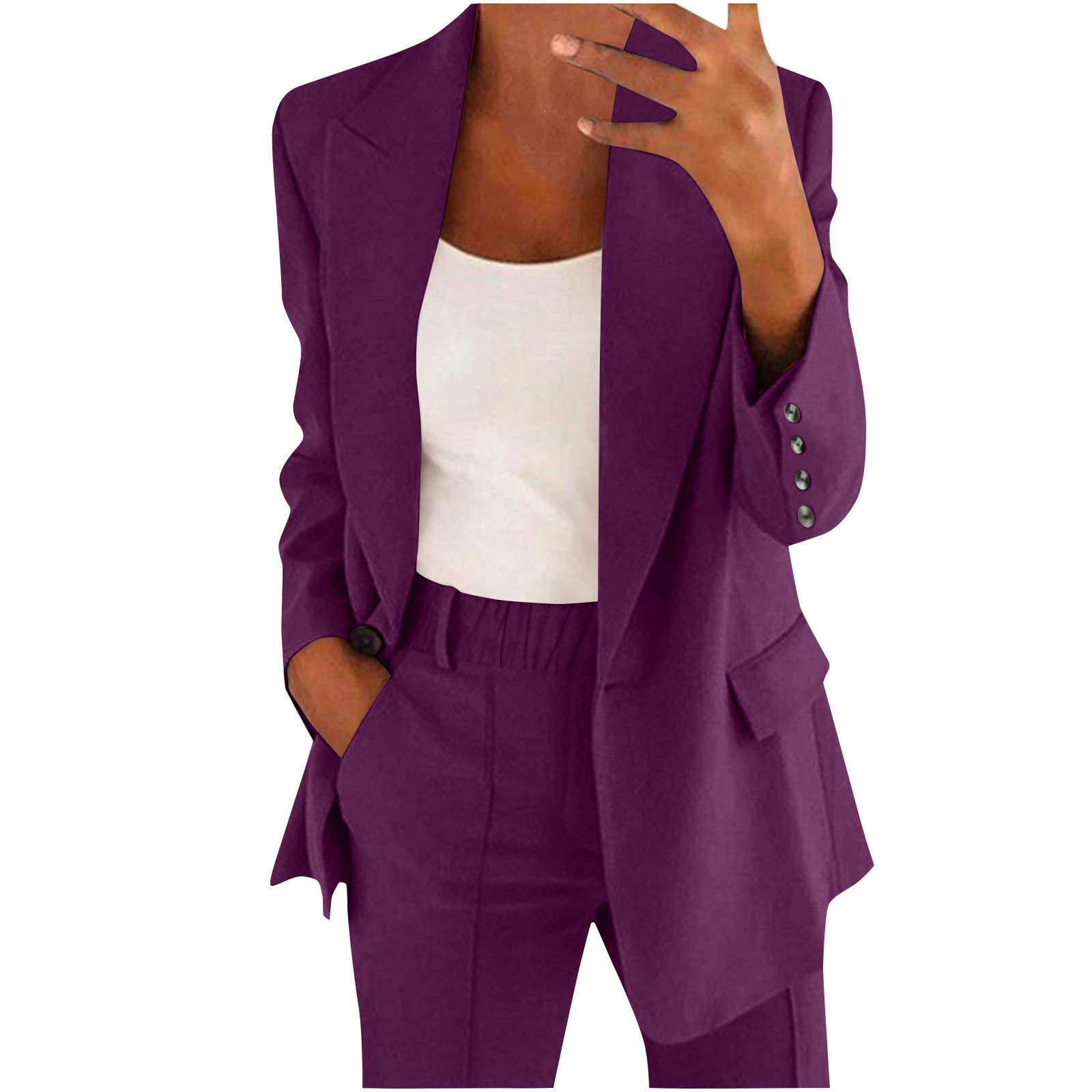 2026 New Cross-Border European & American Fall/Winter Women's Commuter Suit Set – Elegant Long-Sleeve Blazer and Pants Two-Piece Set for Women