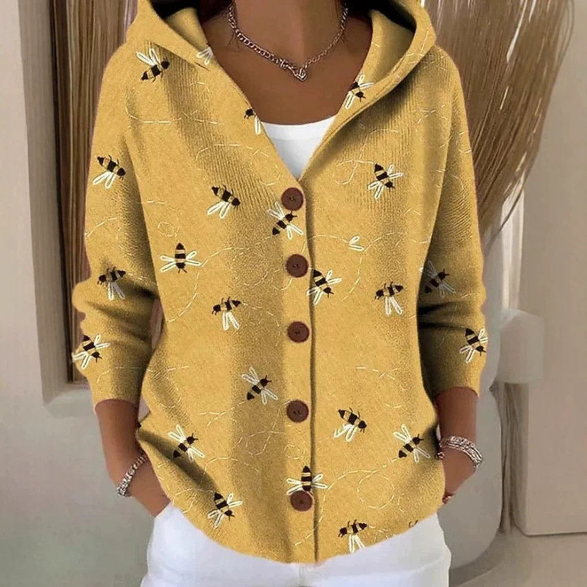 Women's Polka Dot Swirl Print Casual Hoodie