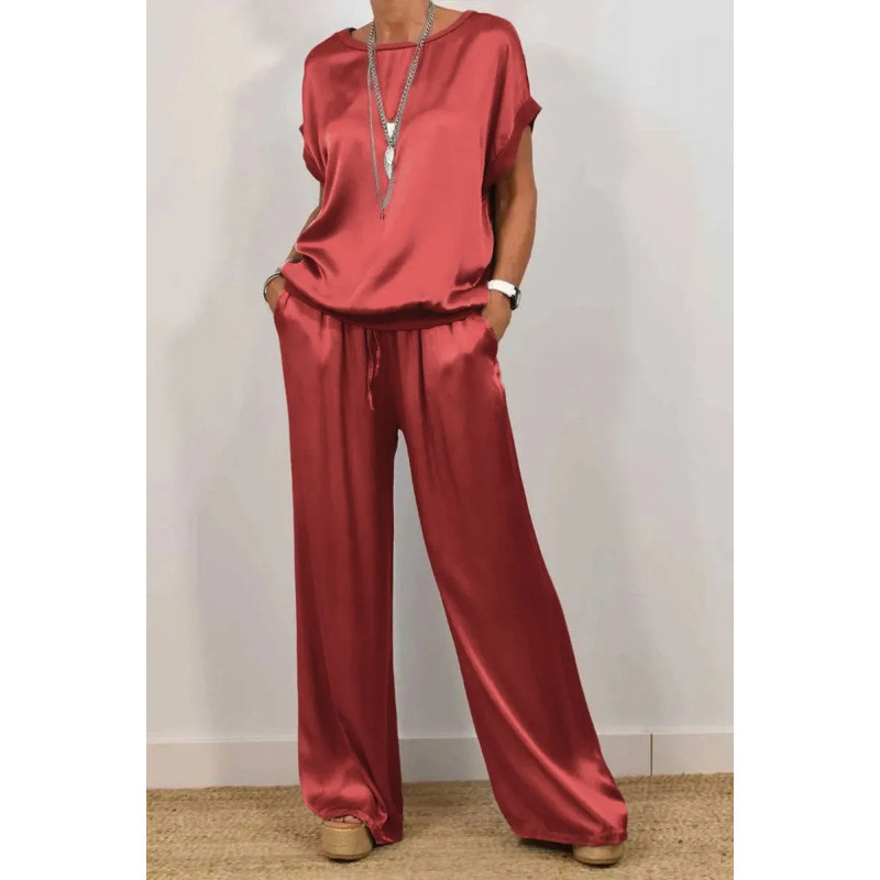 Women's Casual Loose T-Shirt & Wide-Leg Pants Set