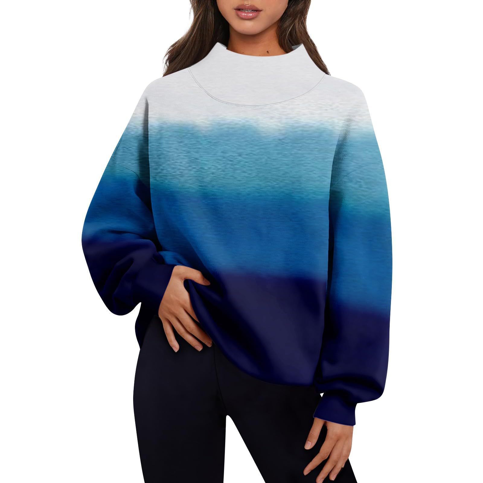 Women's Fleece-Lined Mock Neck Pullover Sweatshirt