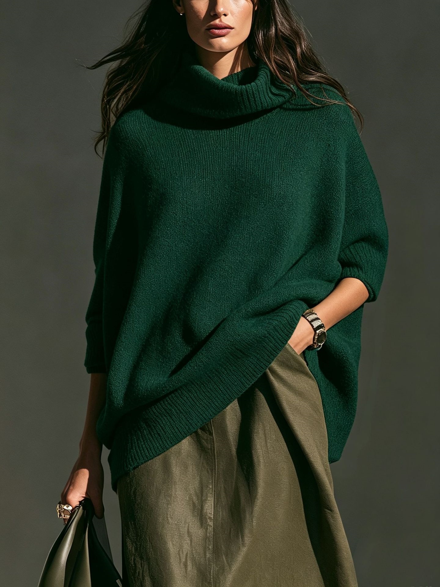 Women's Crewneck Sweater Loose Slouchy Knit Pullover