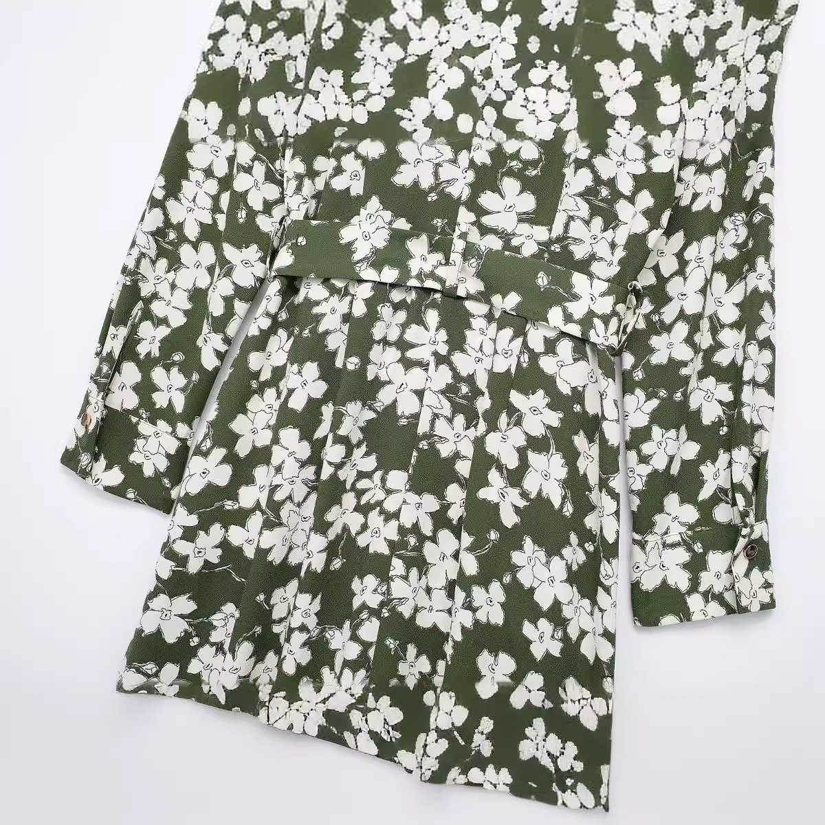 Floral Print Shirt Dress Short Sleeve A-Line High Waist