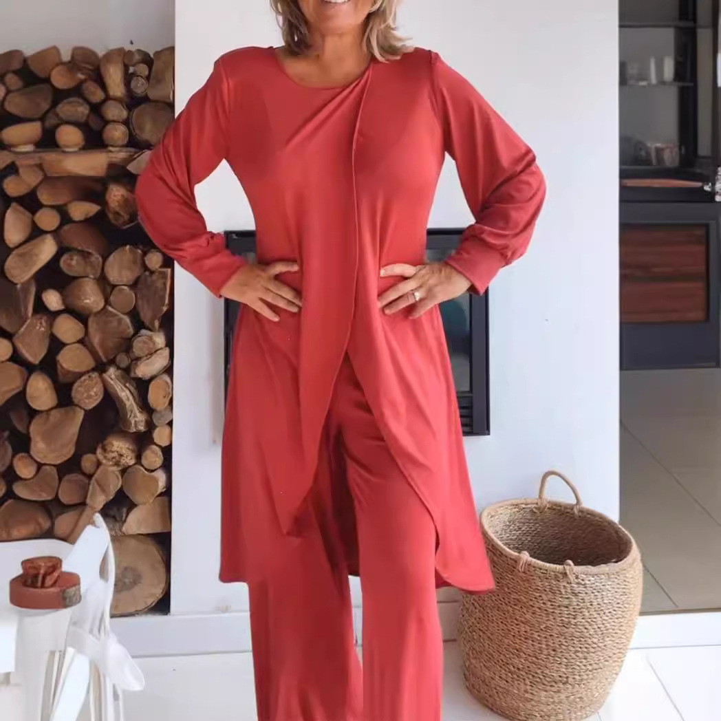 Women's Sequin Quilted Top and Pants Set Casual Long Sleeve Two-Piece Outfit