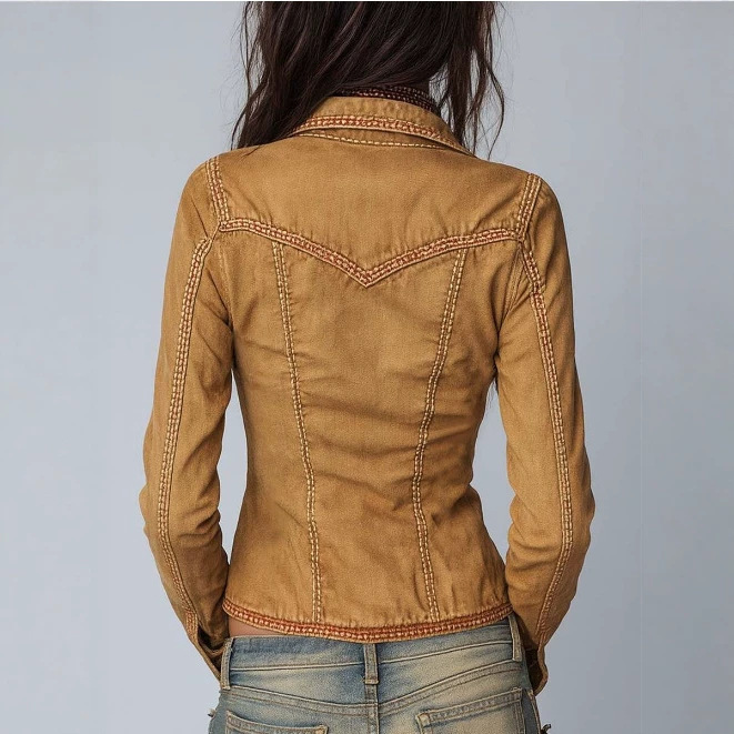 Slim-Fit Vintage Washed Khaki Jacket