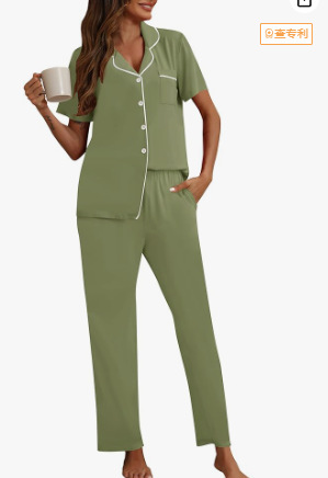 Women's Cuban Collar Short Sleeve Shirt and Pants Set