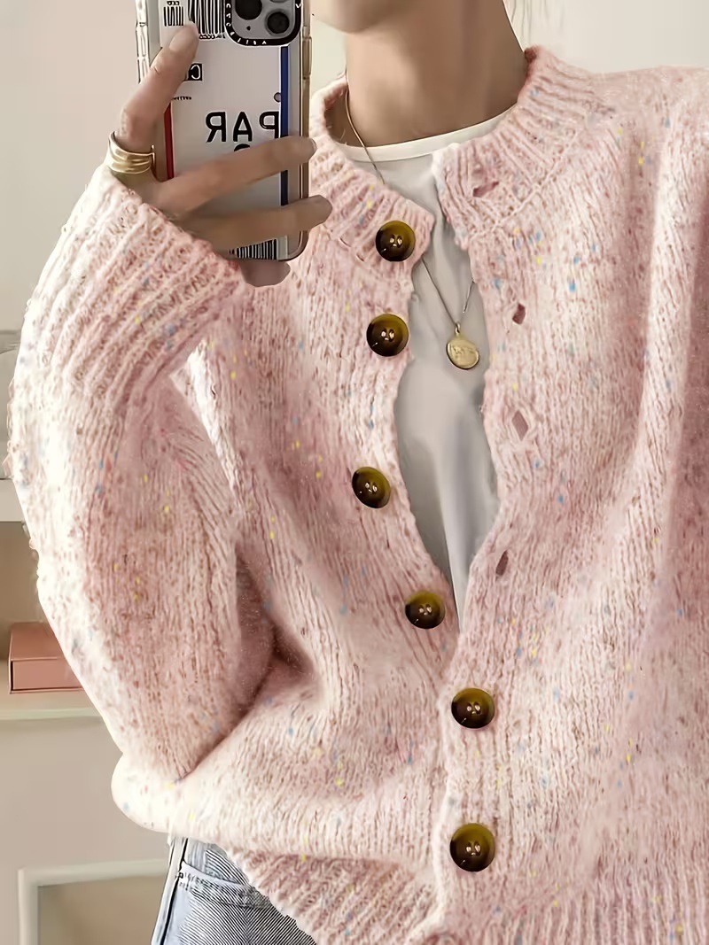 Women's Single-Breasted Knit Cardigan Short Sweater Jacket