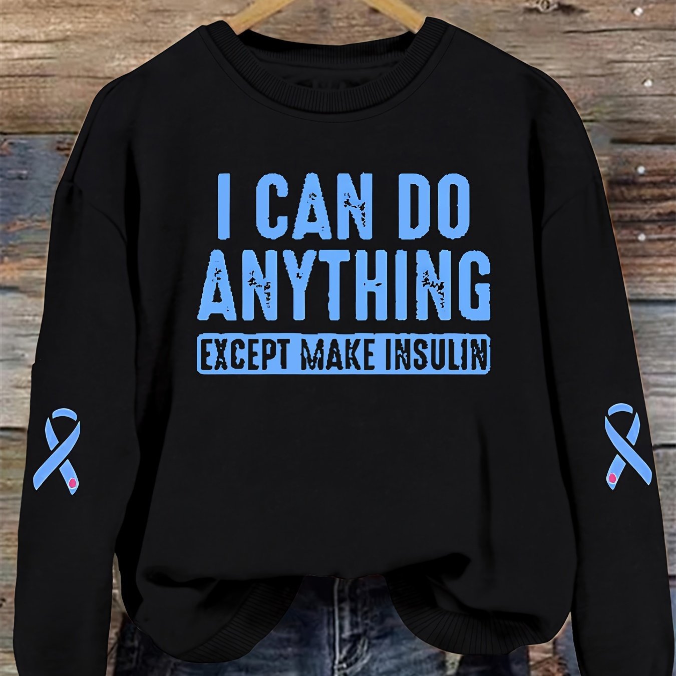 Women's Casual Crewneck Sweatshirt Polyester Knit Letter Print