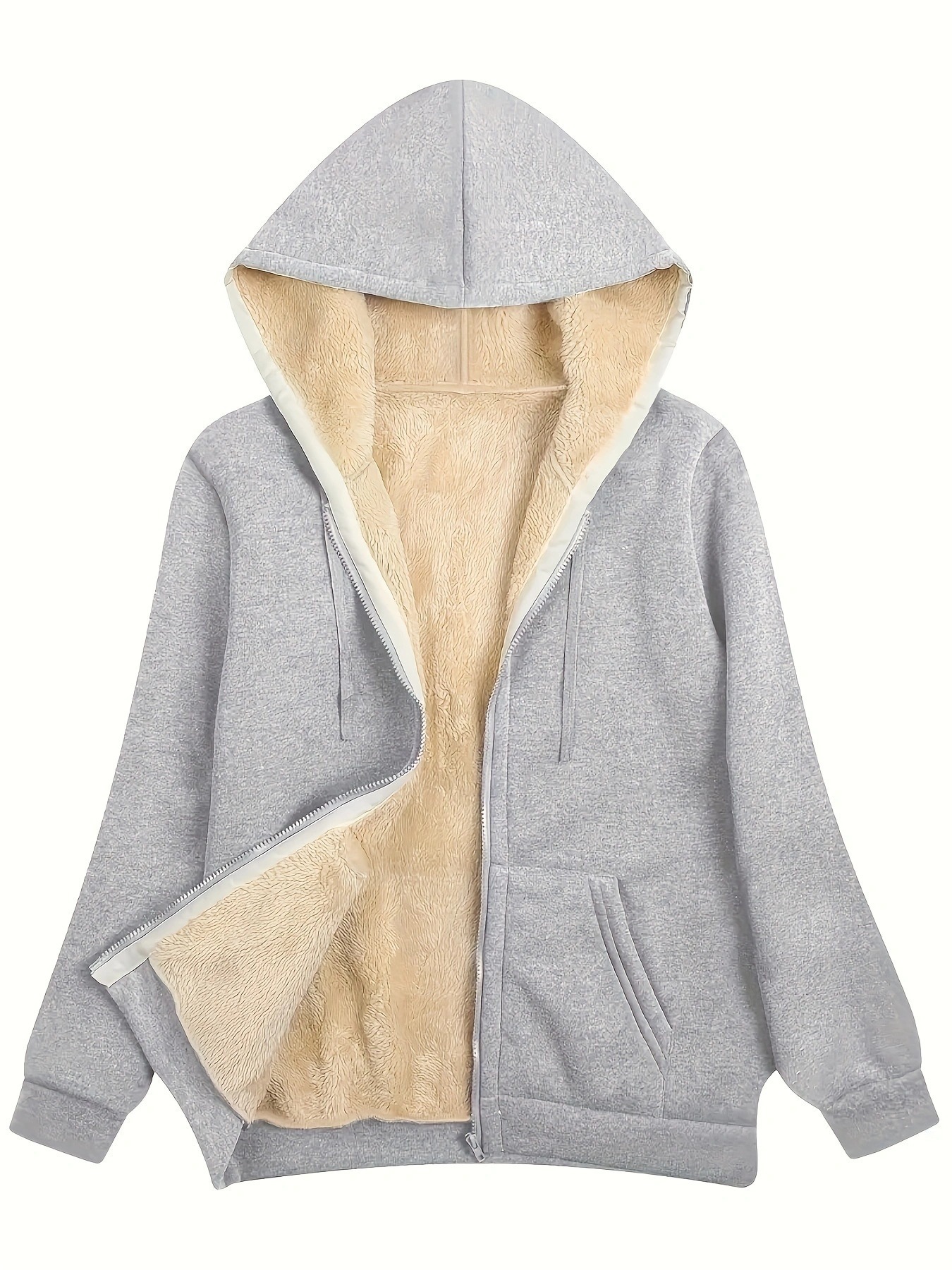 Women's Winter Warm Fleece Hooded Zip-Up Sweatshirt Jacket Thick