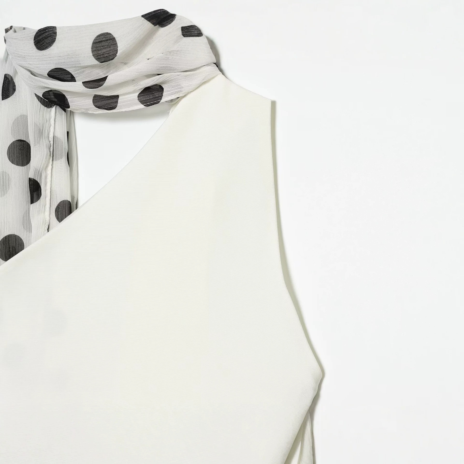 Women's Polka Dot Halter Neck Midi Dress Sleeveless Straight Fit