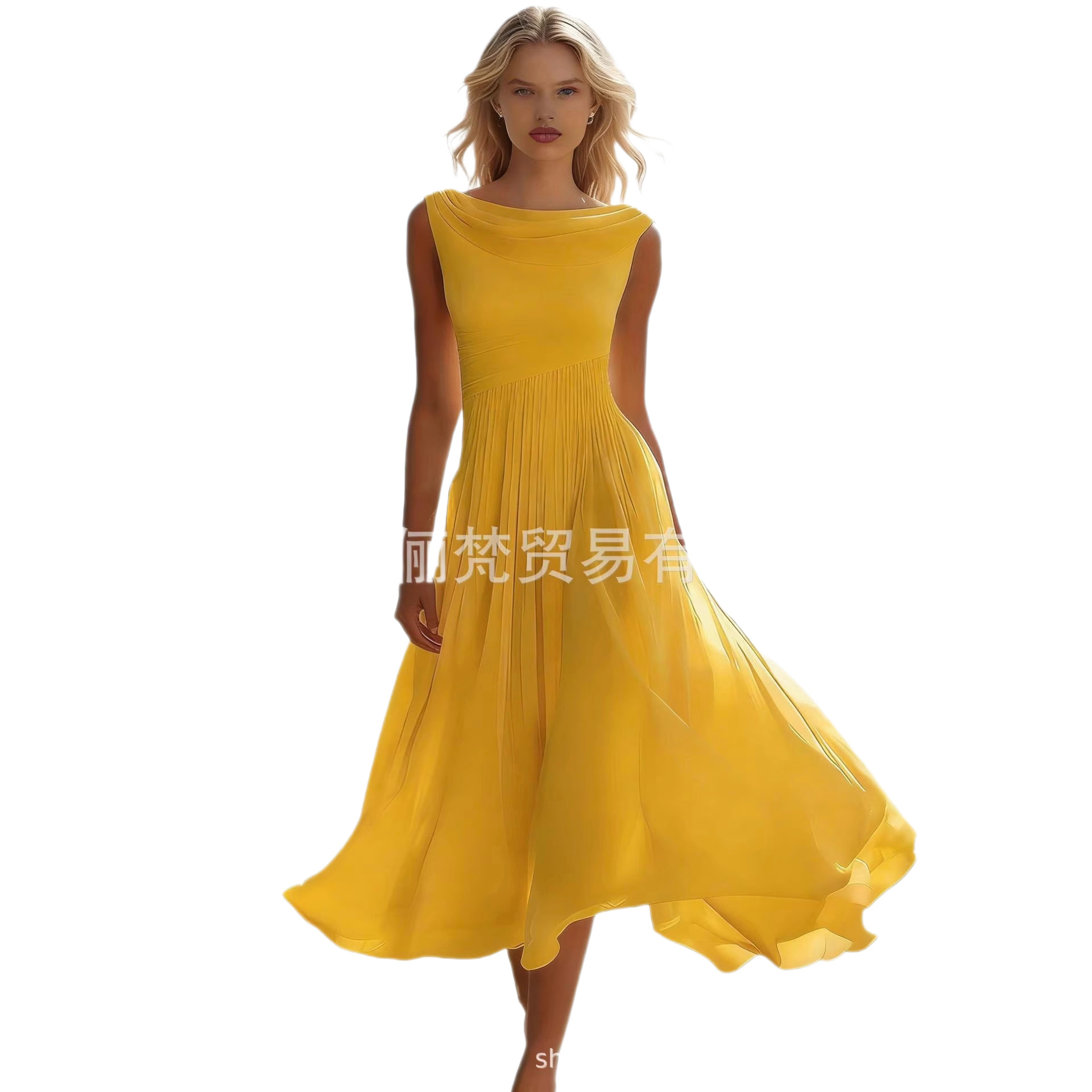 Flowy Chiffon High-Waist Long Dress