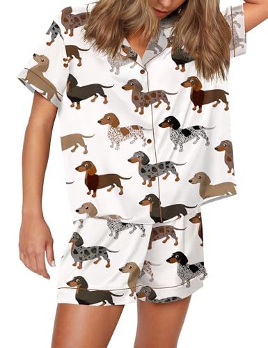 Women's Cuban Collar Animal Print Short Sleeve Shirt Set Casual Summer