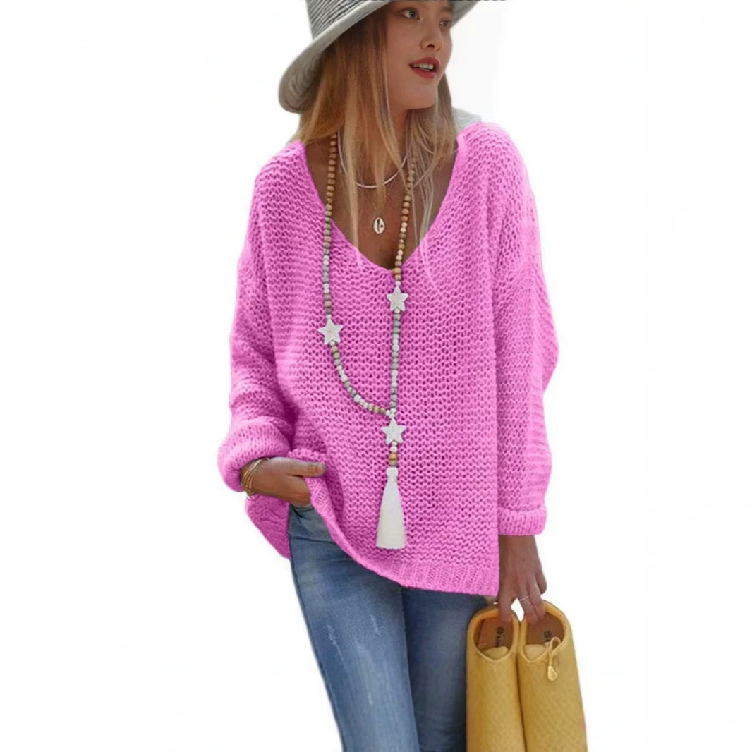 Women's V-Neck Long-Sleeve Knit Sweater