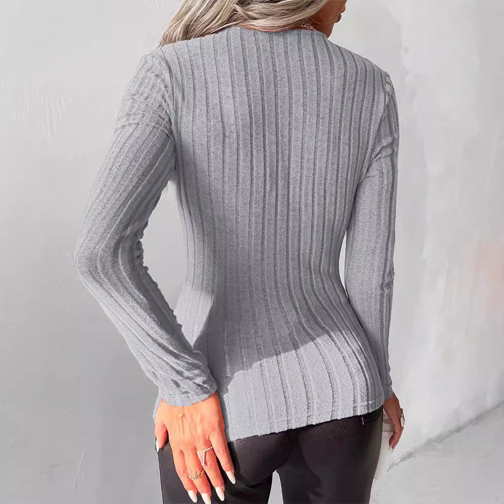 Wrap Twist Deep V-Neck Long Sleeve Slim Fit Top
