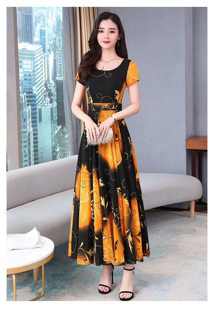 Plus Size Women's Floral Print A-Line Dress with Waist-Cinching Fit