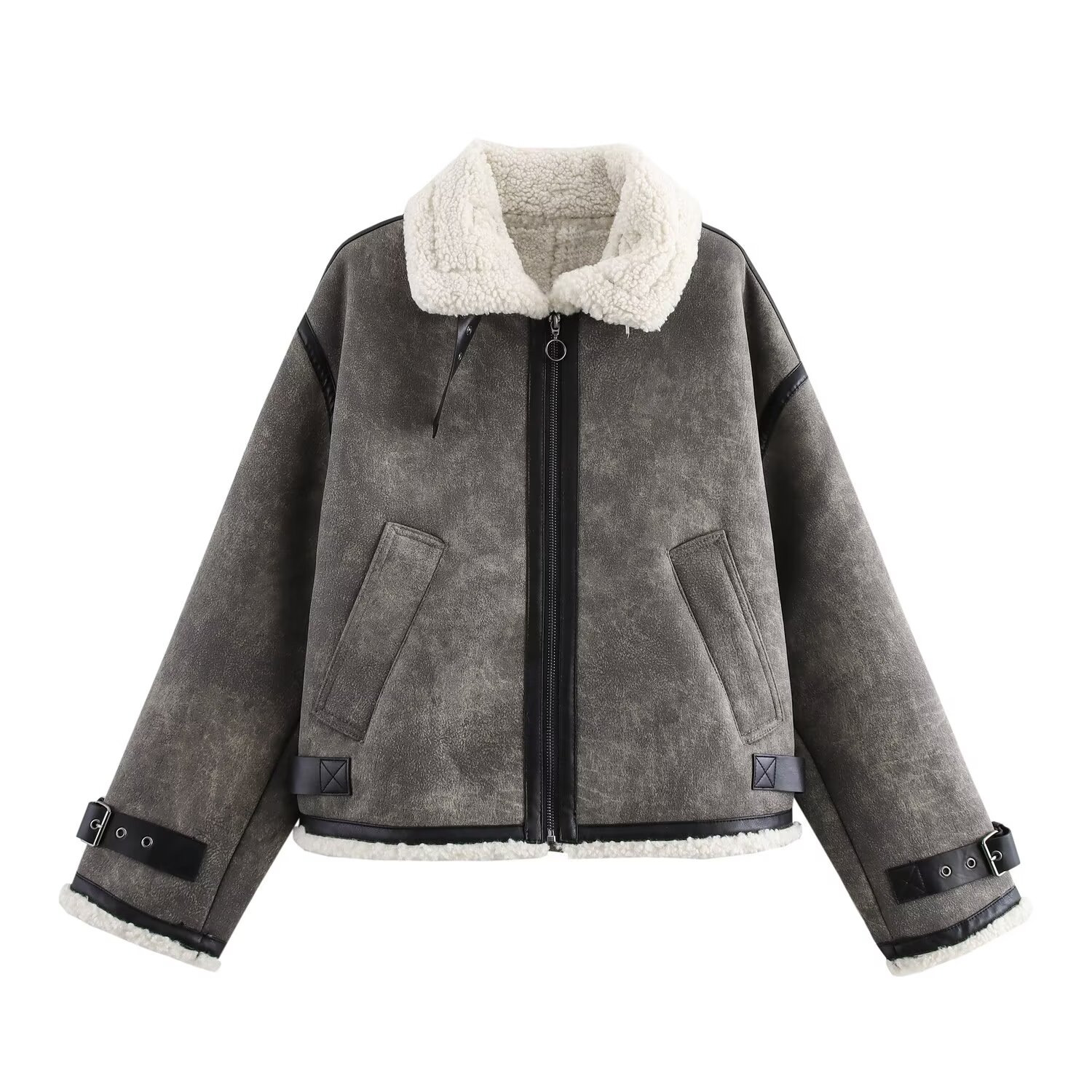 Women's Double-Faced Zip Jacket with Tab Detail