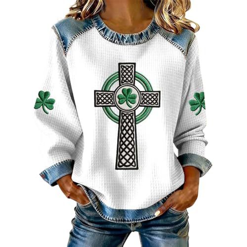 Women's Clover Tree Plant Print Crewneck Sweatshirt