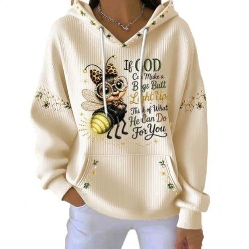 Women's Bee Letter Print Casual Hoodie