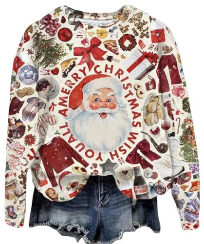 Women's Santa Letter Print Crewneck Sweatshirt
