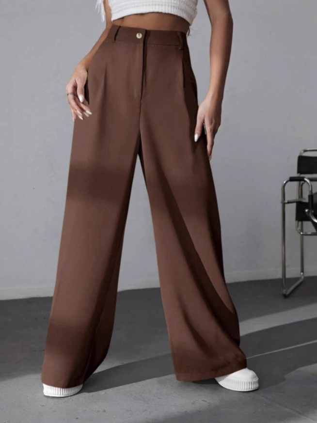 Women's Solid Straight-Leg High-Waist Suit Pants