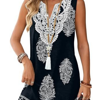 Women's Vintage Floral Sleeveless Midi Dress