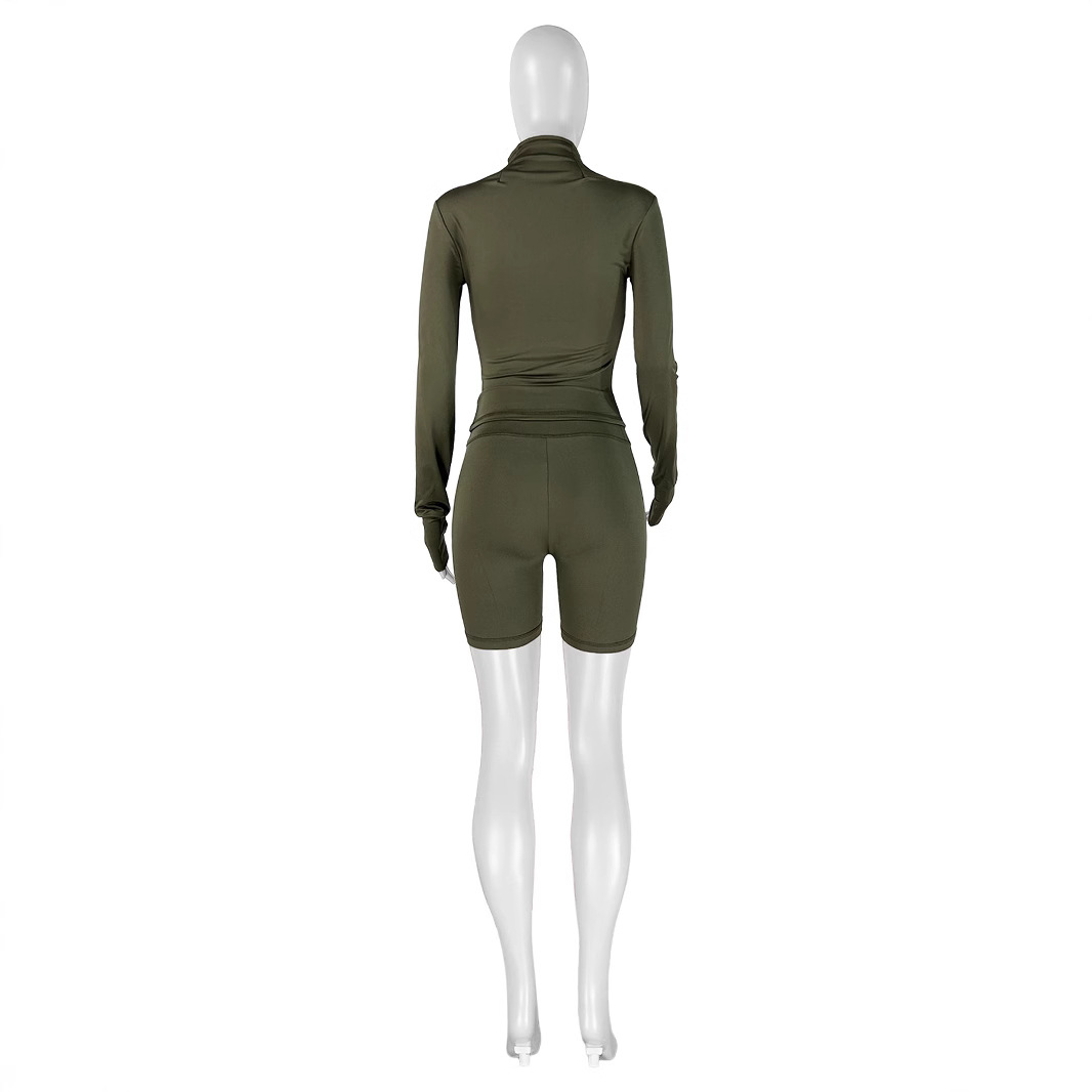 Women's Sexy Bodycon Long Sleeve & Shorts Two-Piece Set