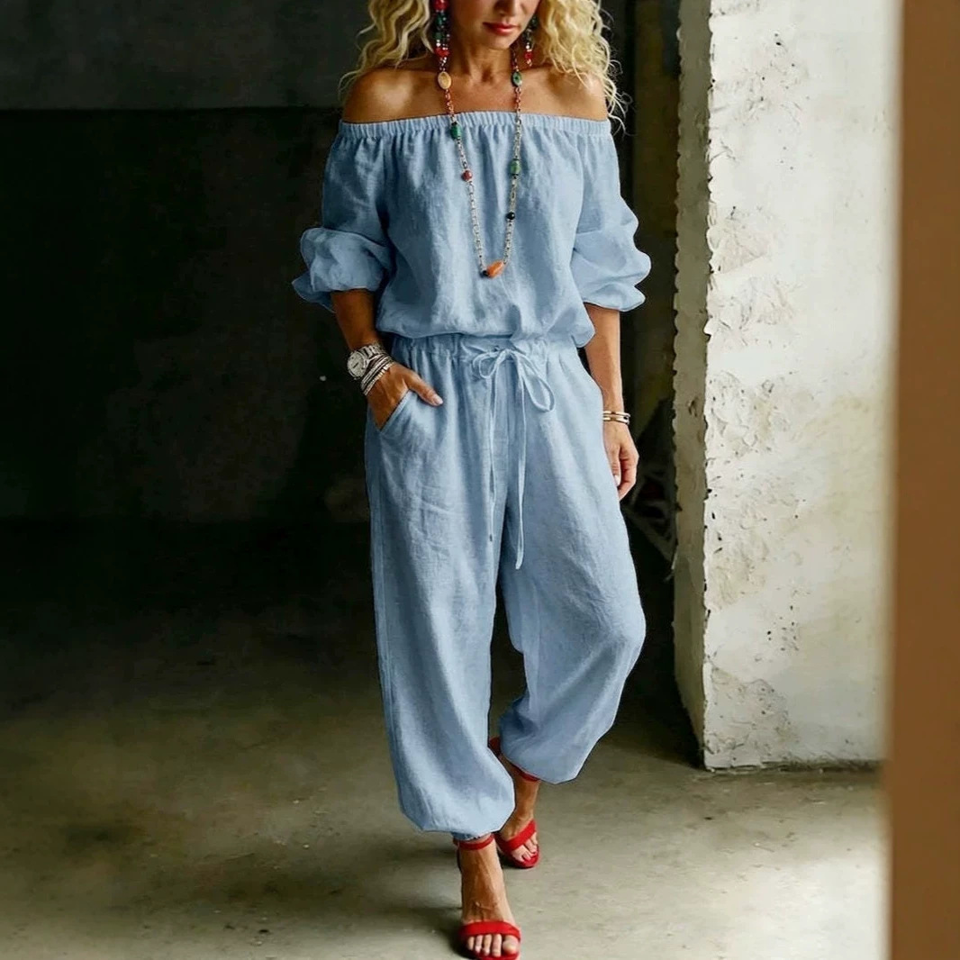 Off-Shoulder Top and Drawstring Jogger Set