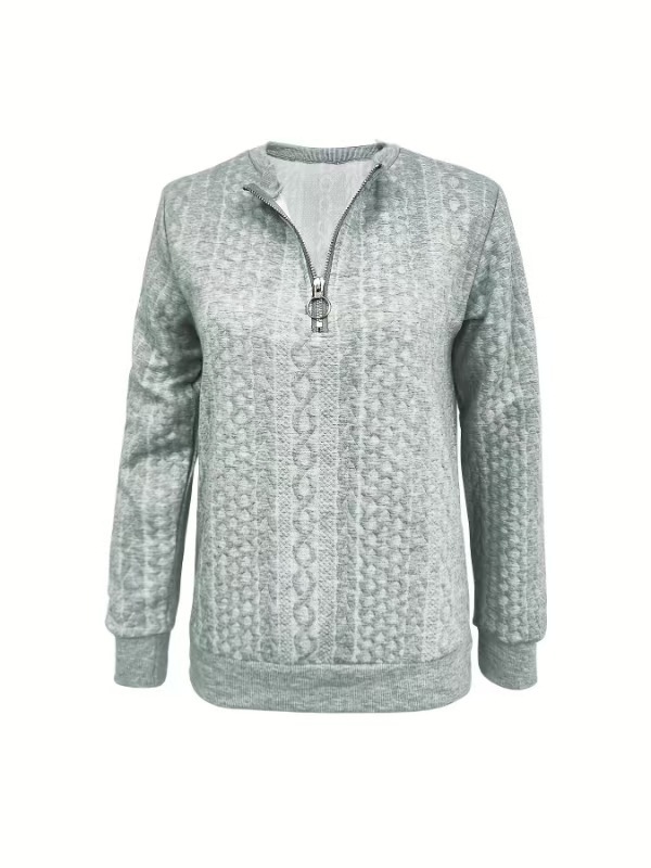 Women's Quilted Zip-Up Casual Sweatshirt