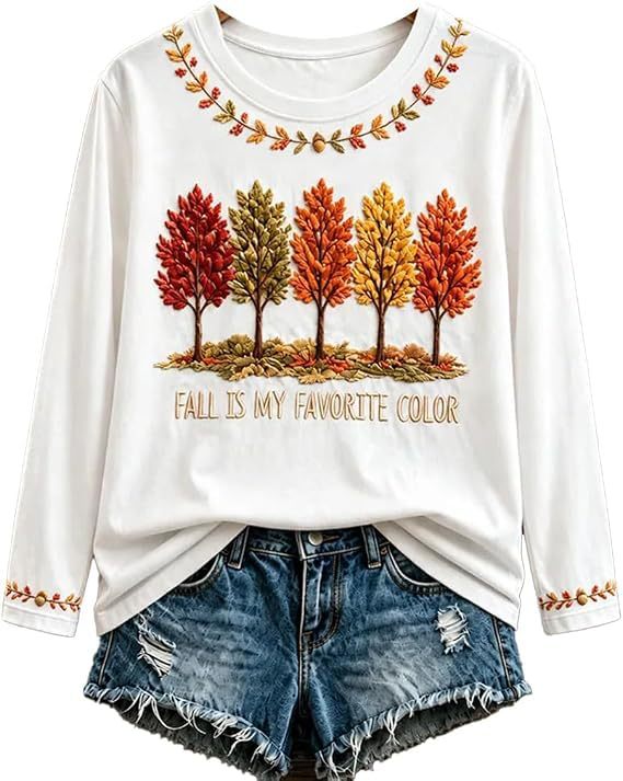 Women's Tree Maple Leaf Letter Print Casual Sweatshirt