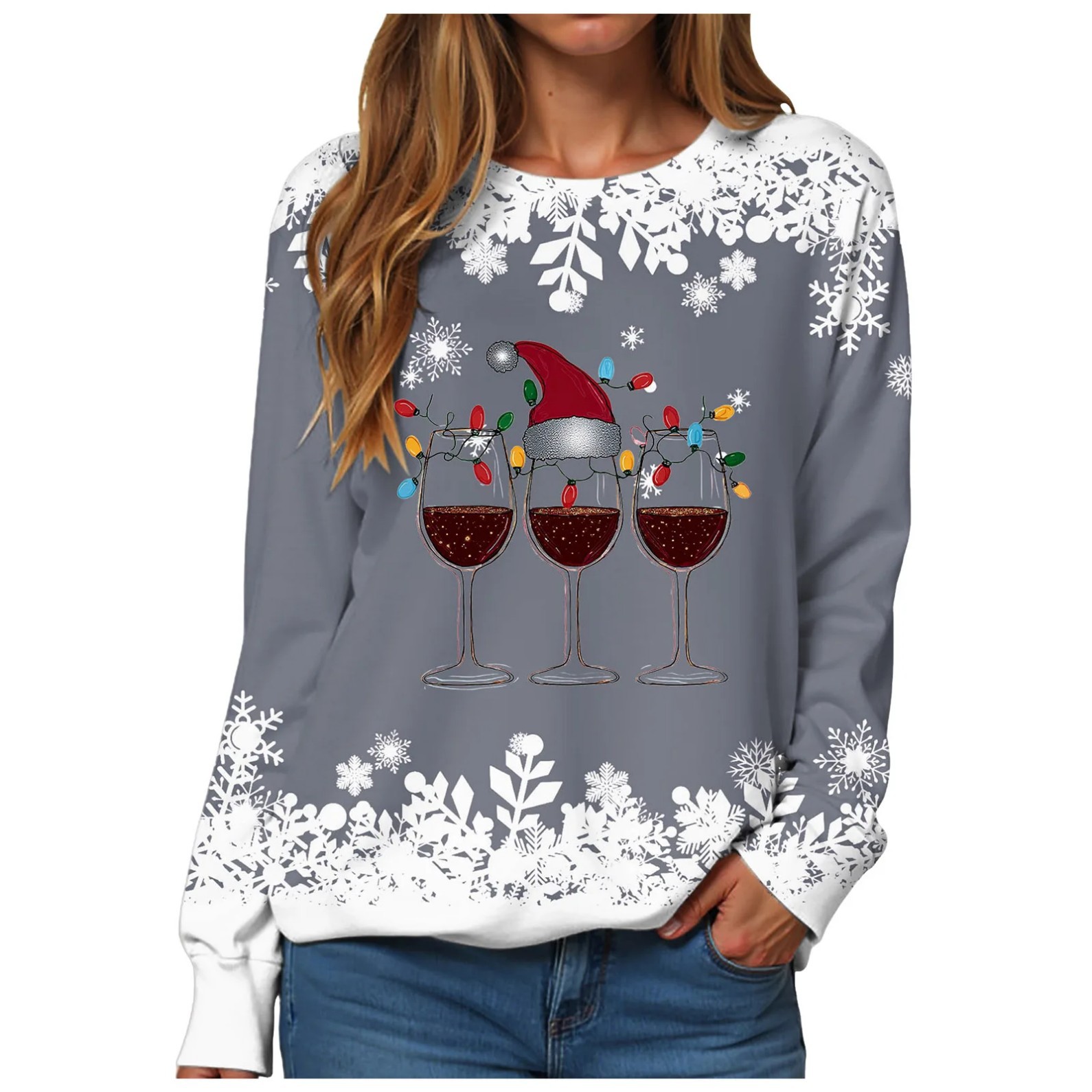 Women's Christmas Print Crewneck Sweatshirt