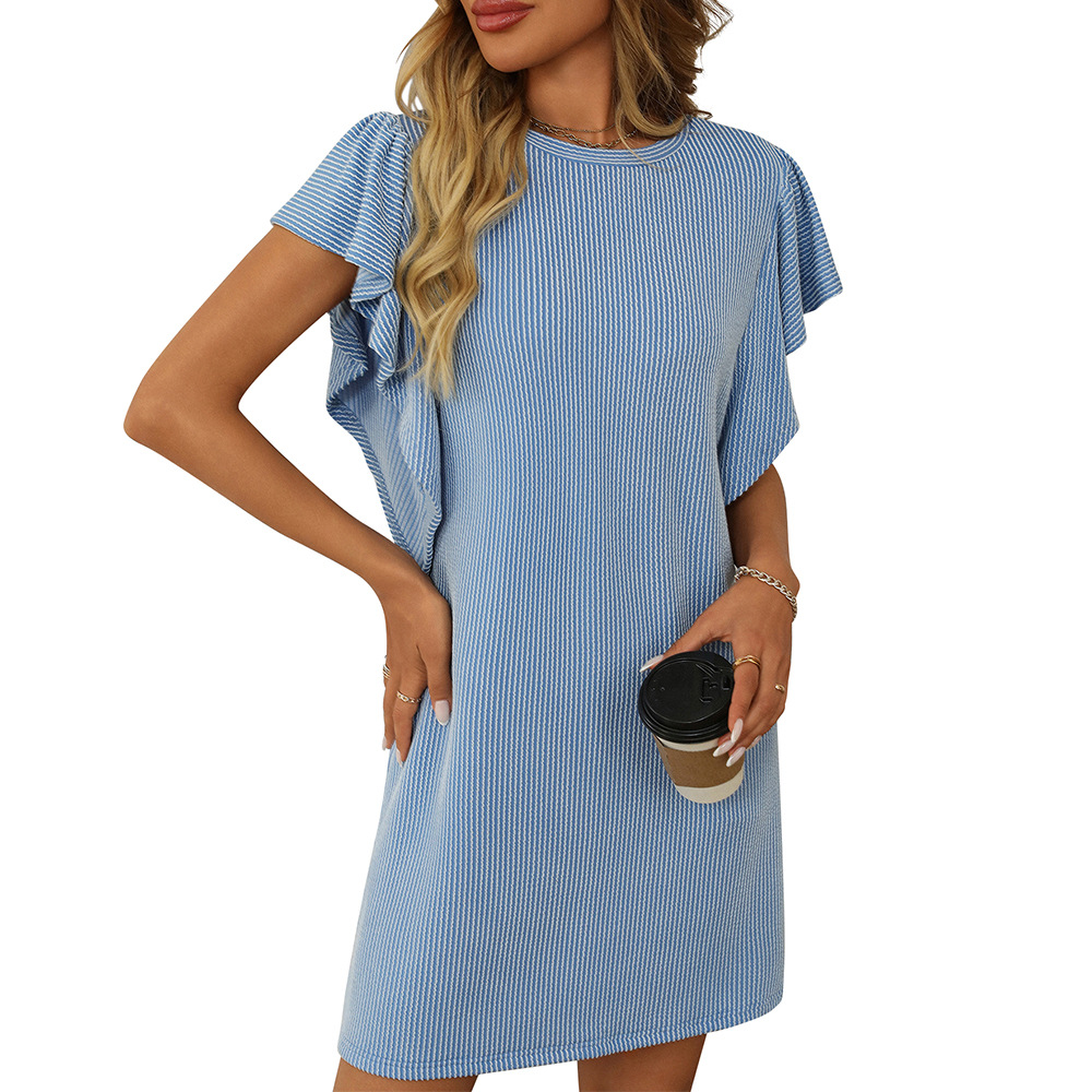 Women's Colorblock Twist Ruffle Sleeve Midi Dress