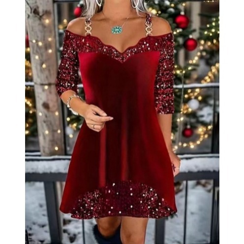 Suede Sequin Panel Cami Dress