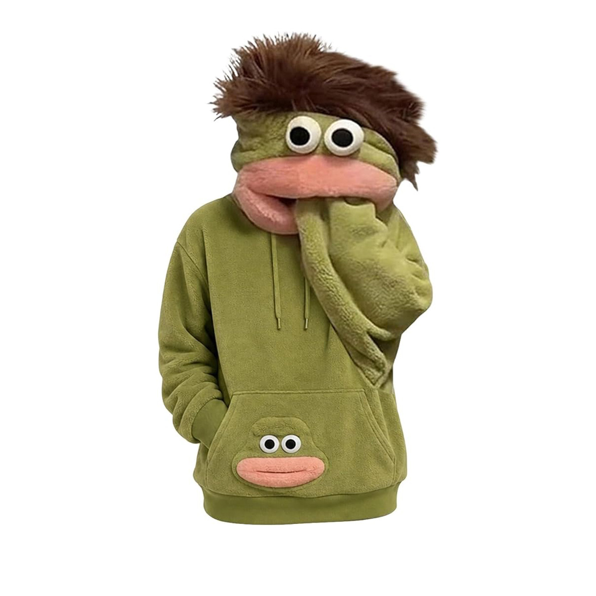 Big Mouth Monster Fuzzy Couple Hoodie Funny Ugly-Cute Pullover