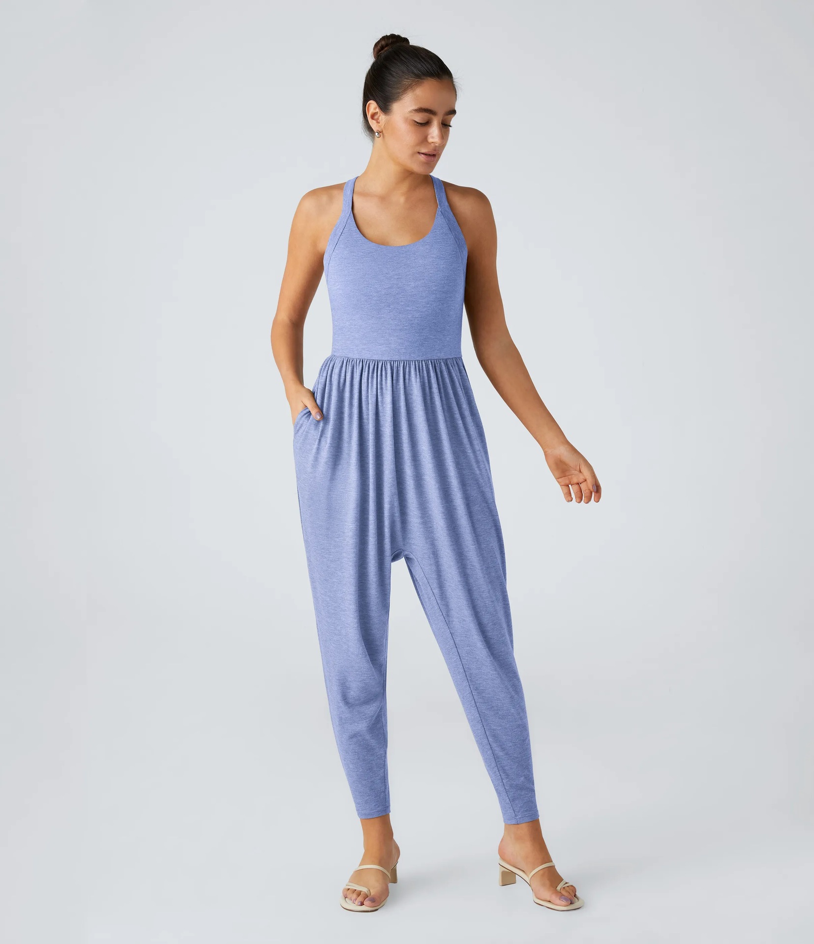 Women's Sleeveless Lace-Up Bodycon Jumpsuit with Butt-Lifting Fit