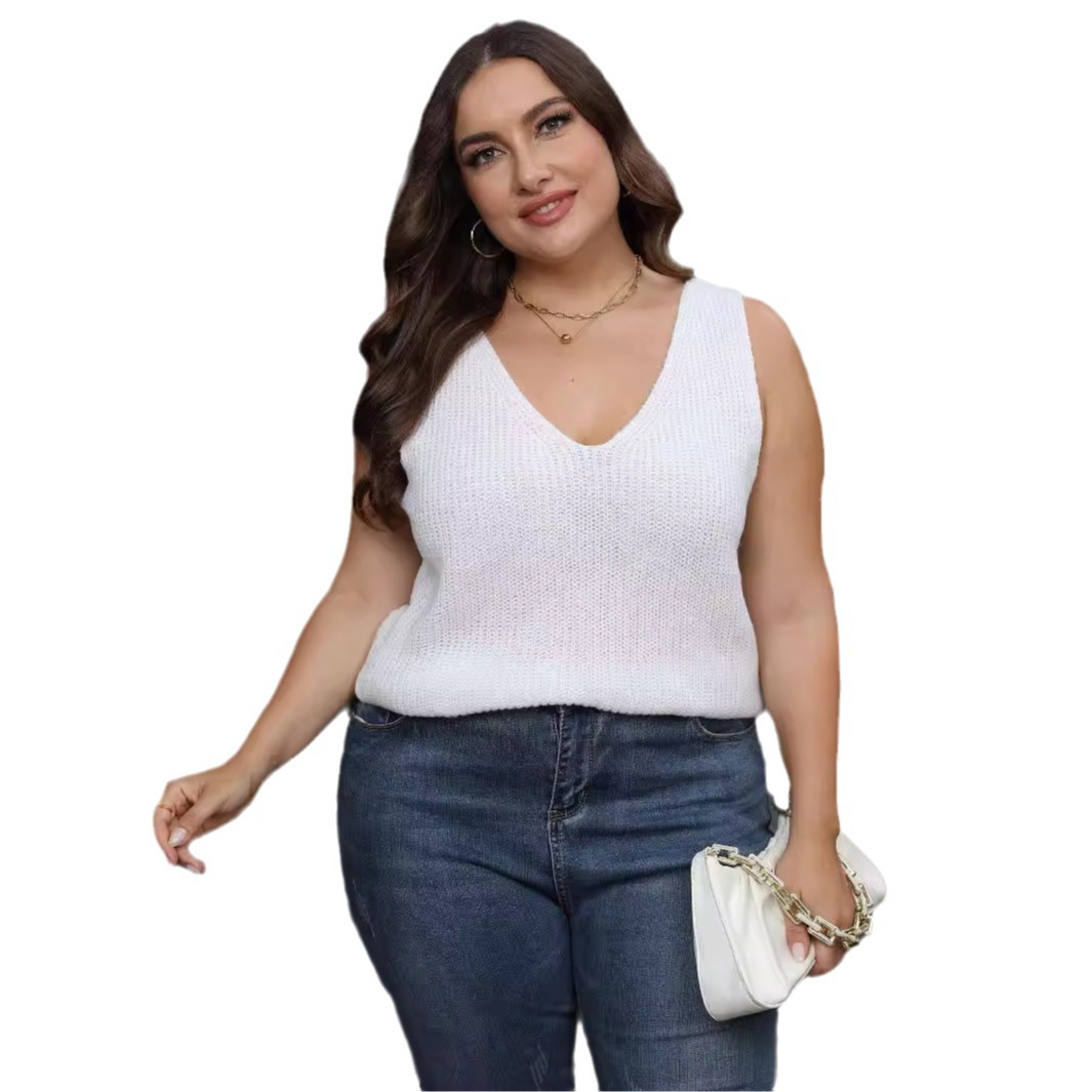 Women's V-Neck Cross-Back Sleeveless Knit Top