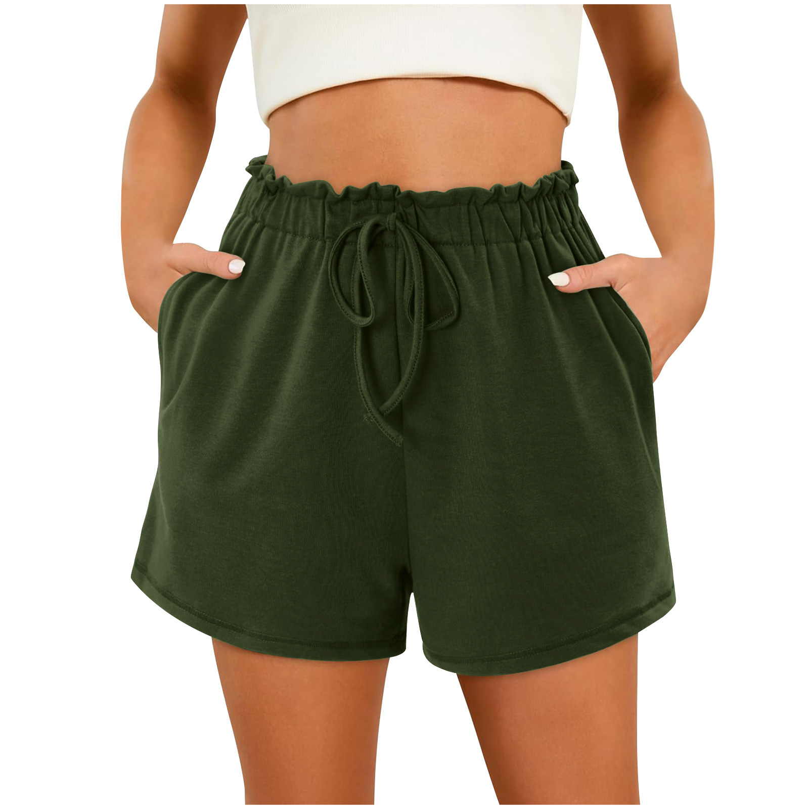 Women's Solid Color Loose Lounge Shorts with Pockets