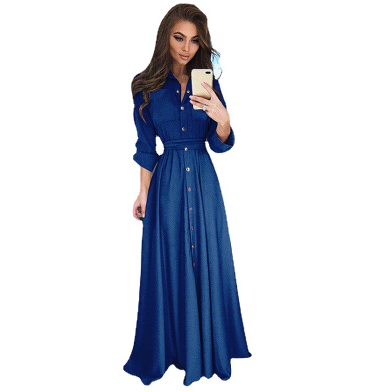 Chiffon V-Neck Flared Maxi Dress