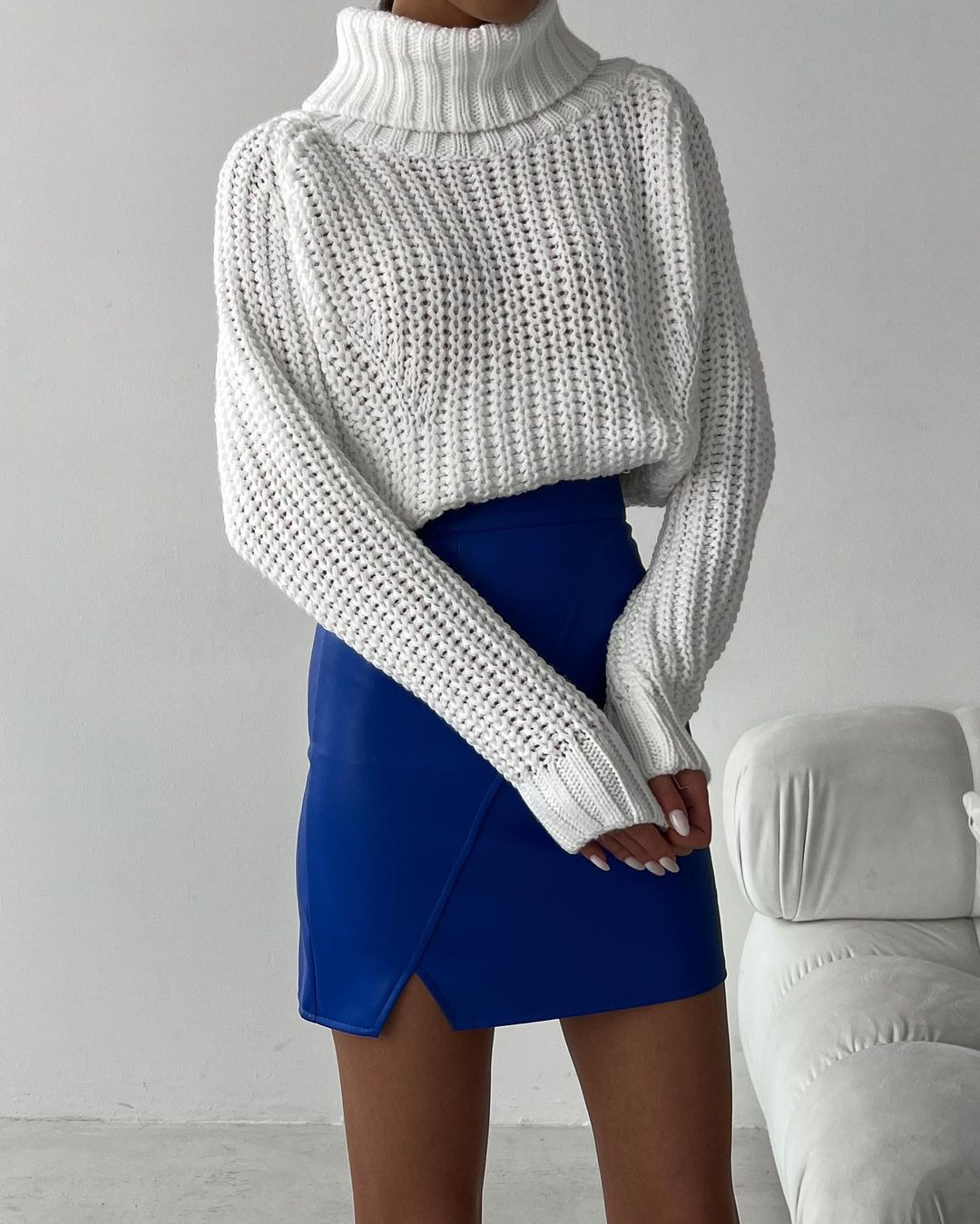 Women's Oversized Turtleneck Pullover Sweater Long Sleeve Solid Knit