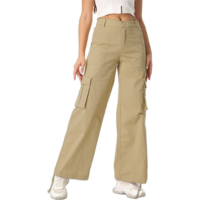 High-Waist Wide-Leg Cargo Pants with Pockets