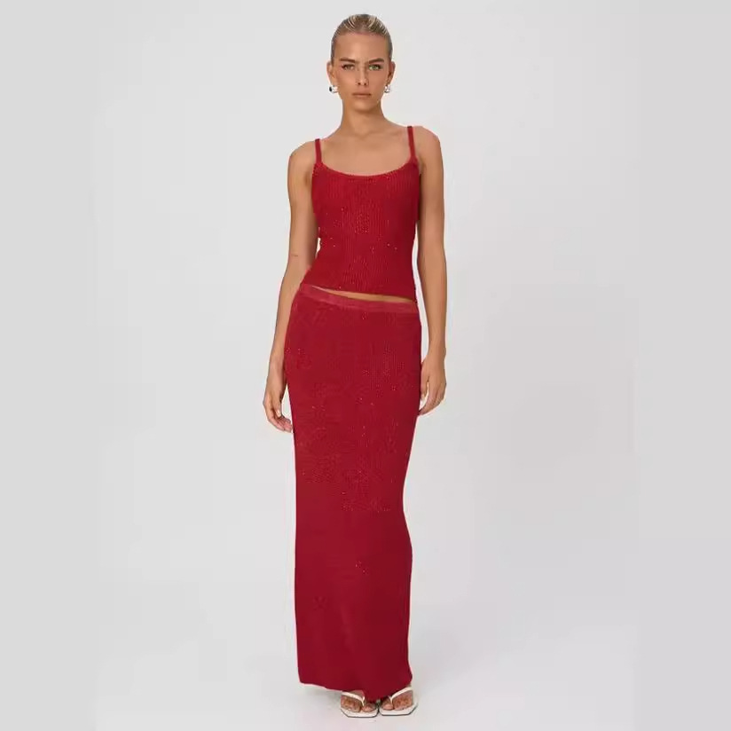Women's Striped Cami Top and Bodycon Midi Skirt Set