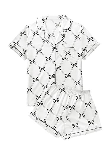 Cuban Collar Heart Hamster Elephant Print Women's Short Sleeve Set