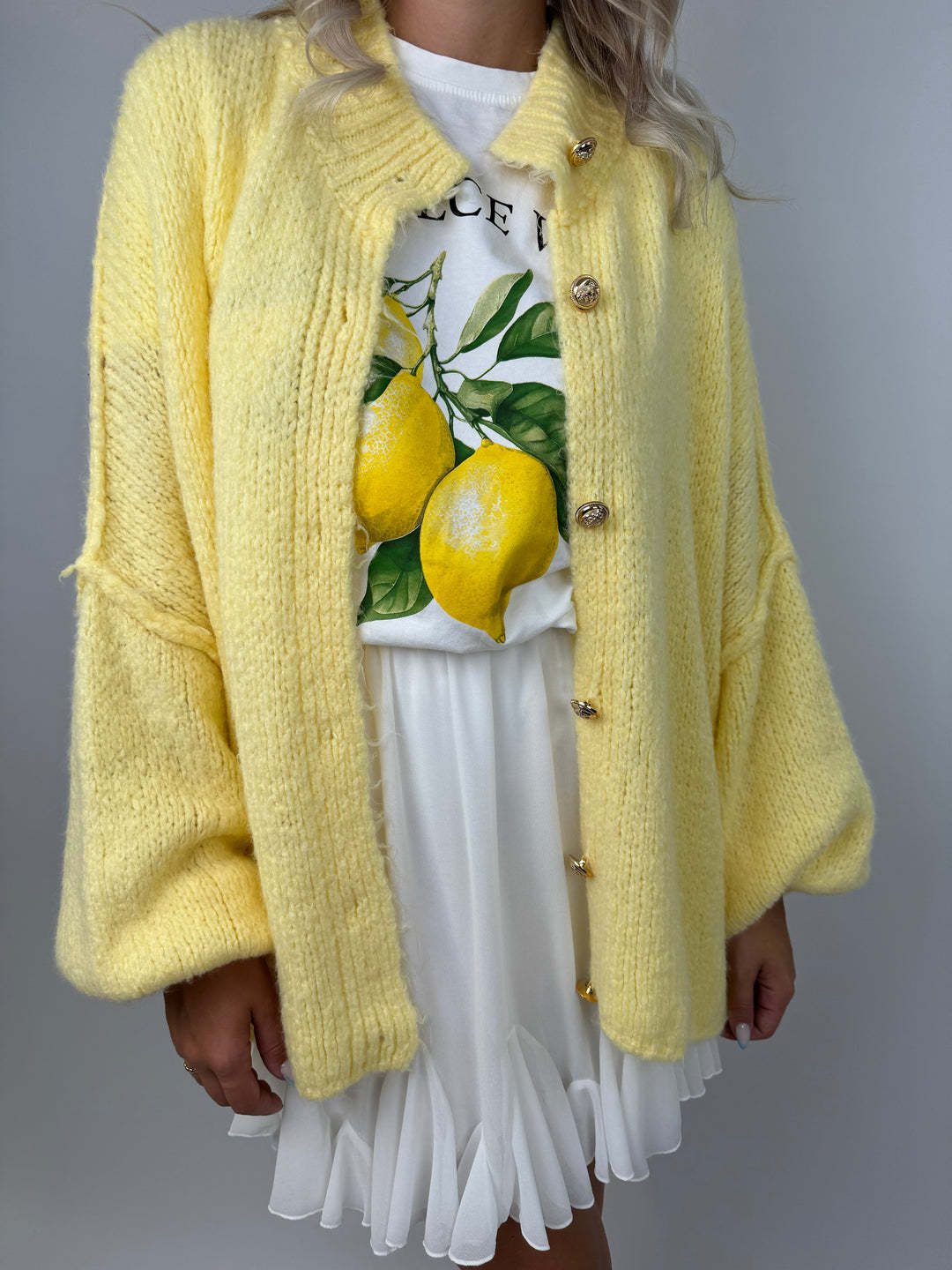 Women's Solid Color Loose Knit Cardigan Long Sleeve Round Neck
