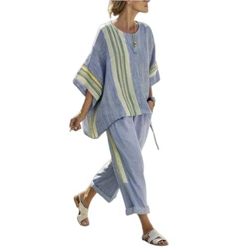 Bohemian Print Crewneck Short Sleeve Top and Pants Casual Set