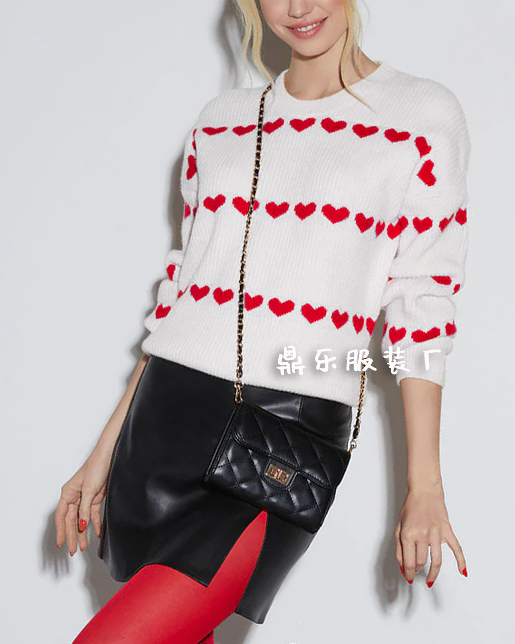 Heart Pattern Loose Knit Sweater Women's Pullover