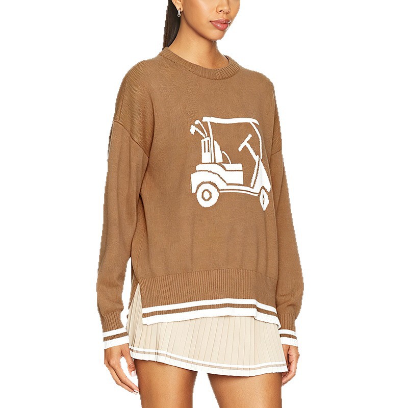 Women's Jacquard Crewneck Pullover Knit Sweater